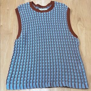 PacSun Blue and Brown Knit Top